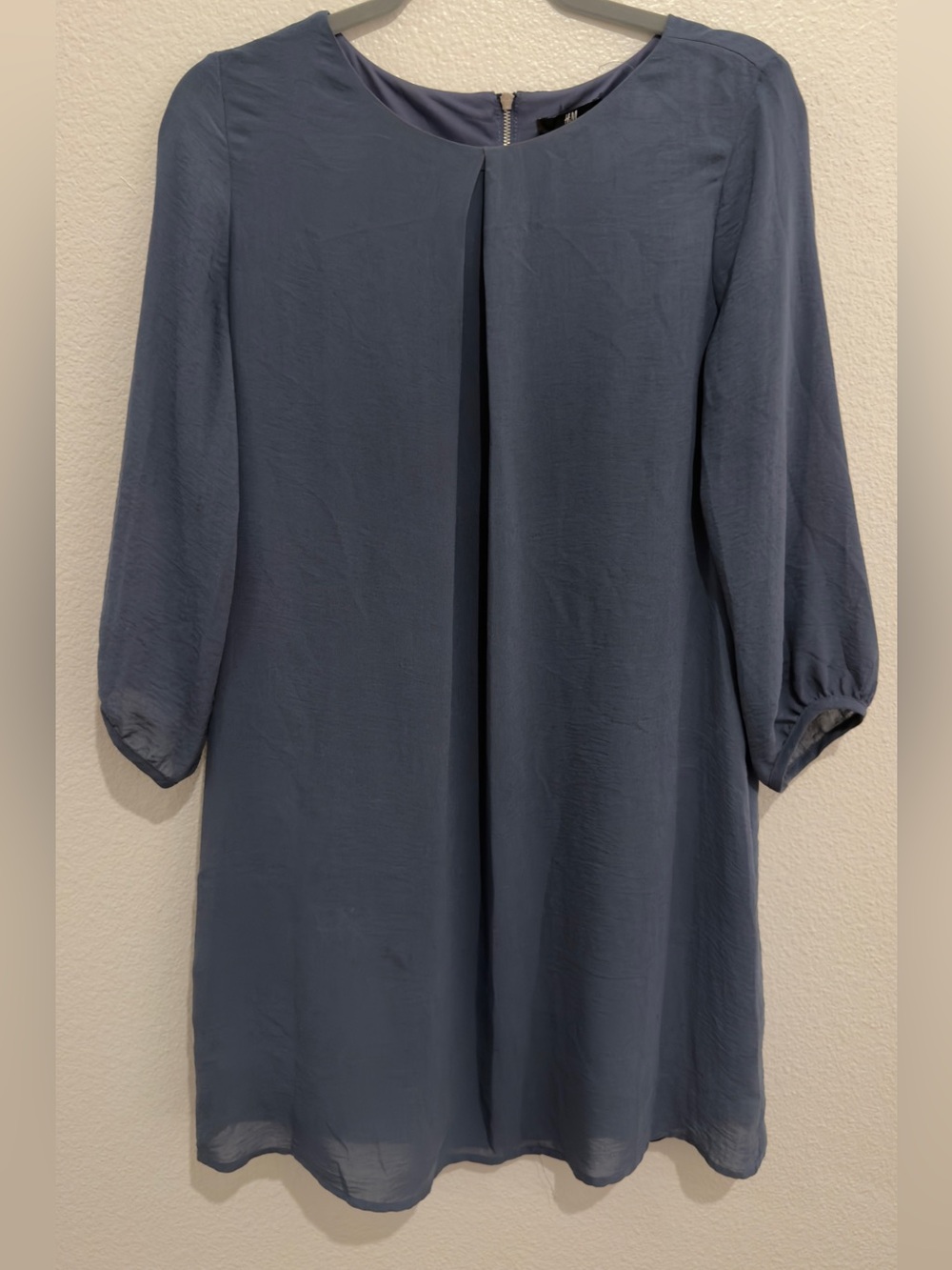 H&M Slate Blue Long Sleeve Shift Dress